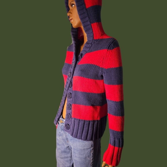 Vintage Mossimo Stripe Cardigan Super Chunky Knit - Picture 2 of 4